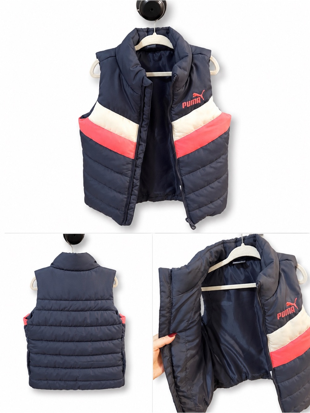 Puma Navy and Pink Puffer Vest